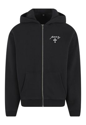 Svart zip-hoodie med Text och kors-tryck för herr – Mister Tee