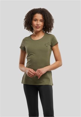 Olive t-shirt med hundtryck för dam