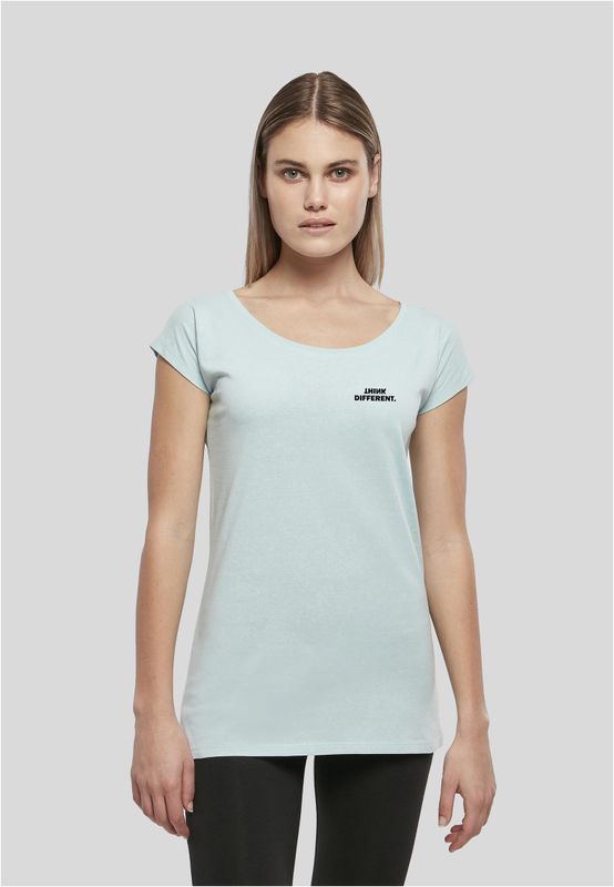 Havsblå t-shirt med Think Different-tryck för dam