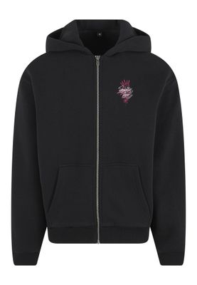 Svart zip-hoodie med blomtryck – Mister Tee