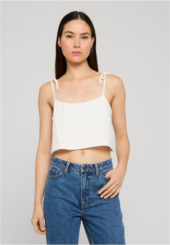 Light Cotton Cropped topp dam i vit bomull