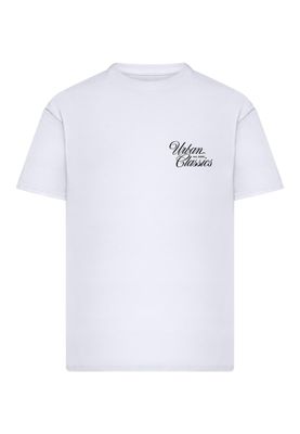 Flow Script Logo T-shirt herr i vit bomull
