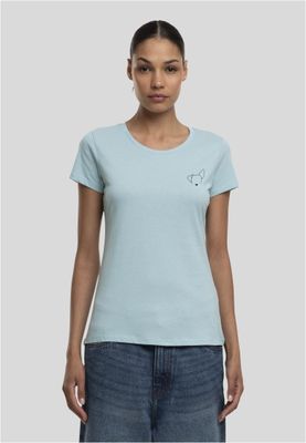 Havsblå t-shirt med hundtryck för dam