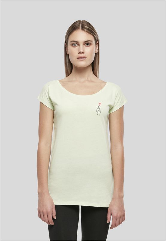 Ljus mintgrön t-shirt med hjärttryck för dam