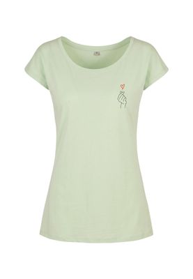 Ljus mintgrön t-shirt med hjärttryck för dam