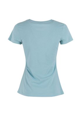 Havsblå t-shirt med hundtryck för dam