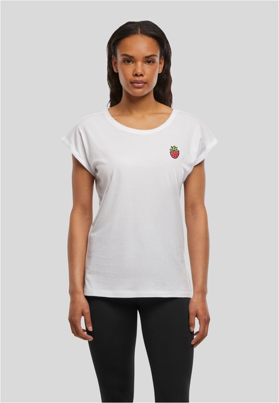 Vit t-shirt med Jordgubbe-tryck för dam