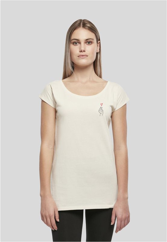 Sand t-shirt med hjärttryck för dam