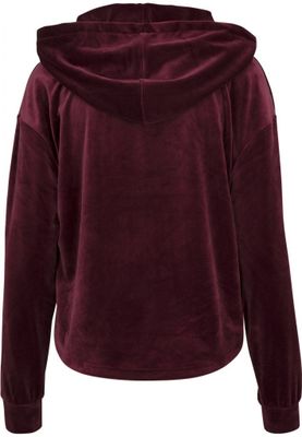 Ladies Short Velvet Gathered Hoody