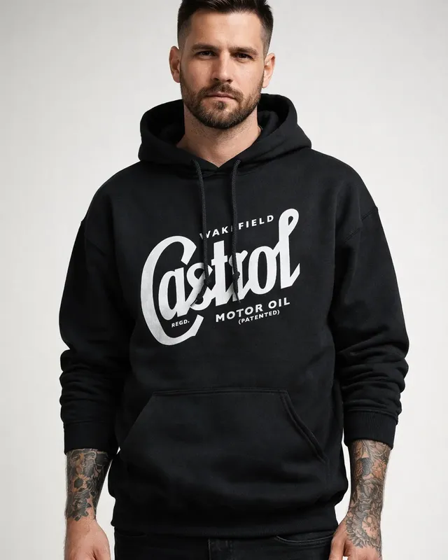 Castrol Script Logo Huvtröja i svart