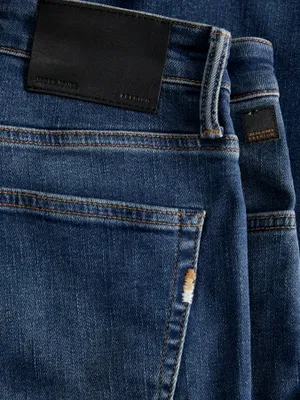 Mörkblå slim fit jeans med stretch - GLENN