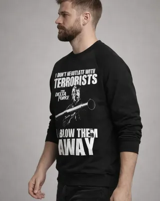 The Delta Force Chuck Norris I Blow Terrorists Away Sweat-shirt herr i svart