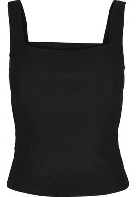 Square ribbed black lady top