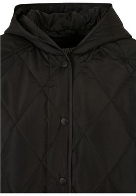 Ladies Oversized Diamond Quilted Hooded Coat
