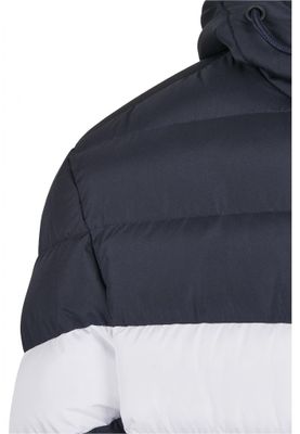 Three-colored padded men's jacket with hood