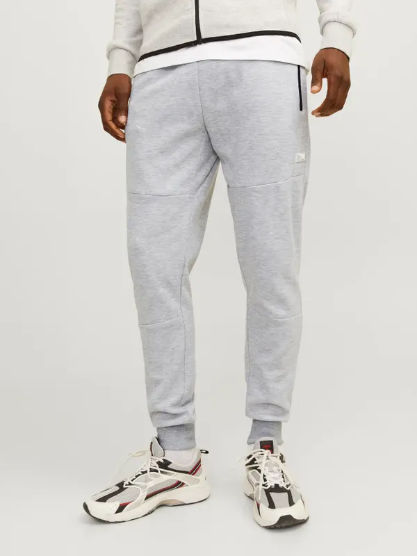 Gråmelerade slim fit joggingbyxor J&J
