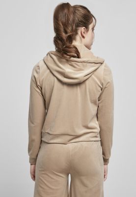 Ladies Short Velvet Zip Hoody