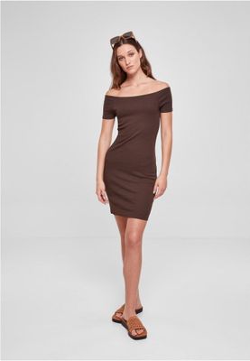 Ladies Off Shoulder Rib Dress