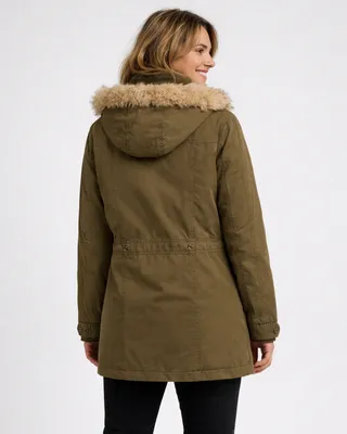 Inget tydligt tryck Women Nila Winterparka med huva i olivgrön