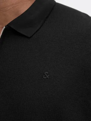 Svart piké med dragkedja – Jack & Jones Plus Size