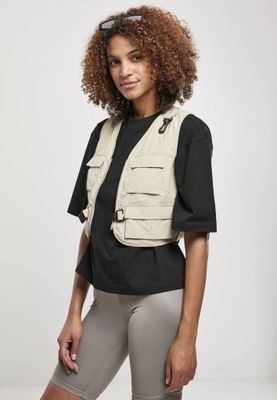 Beige short vest lady