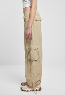 Wide nylon cargo pants for women