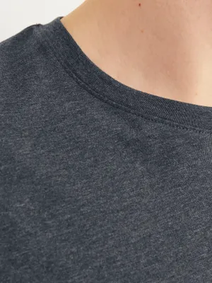 Mörkgrå melerad plus size T-shirt herr med broderi – Jack & Jones