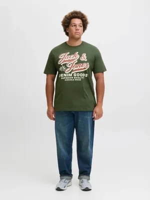 Grön T-shirt med tryck herr plus size – Jack & Jones