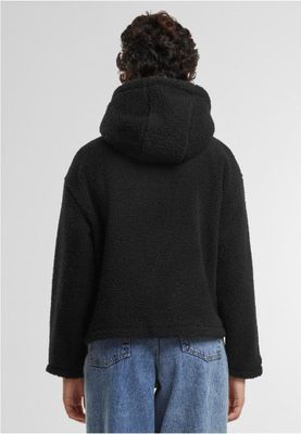 Women's short teddy jacket with hood