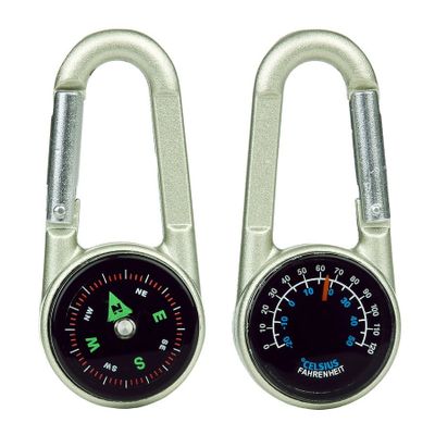 Carabiner with compass and thermometer
