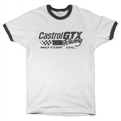 Castrol GTX Auto Racing Ringer T-shirt i whiteblack
