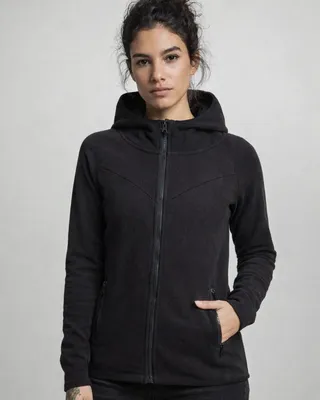 Fleece jacket lady with hood