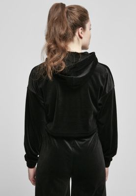 Ladies Cropped Velvet Oversized Hoody