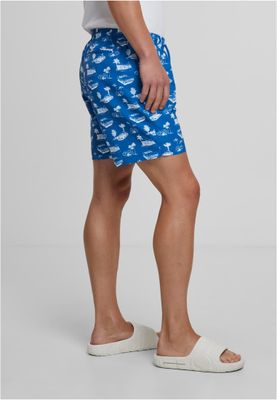 Pattern Swim Shorts Bright Blue/White