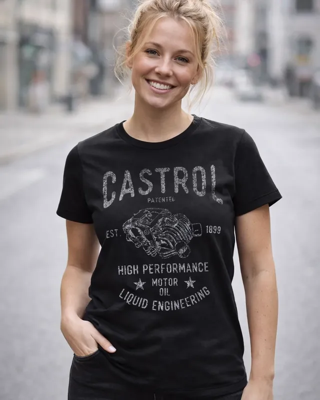 Castrol Motor Oil T-shirt dam i svart