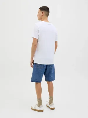 Baggy fit shorts stonewash blå för män