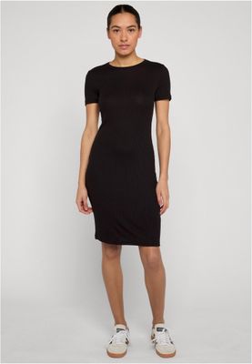 Ribbad t-shirtklänning för dam – svart