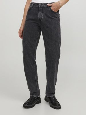 Jeans in a stretchy straight fit with a button fly for women