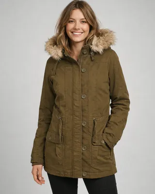 Inget tydligt tryck Women Nila Winterparka med huva i olivgrön