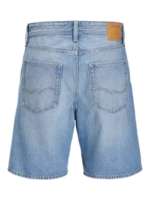 Lösa denimshorts med hög midja och stonewash