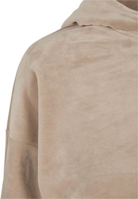 Ladies Cropped Velvet Oversized Hoody