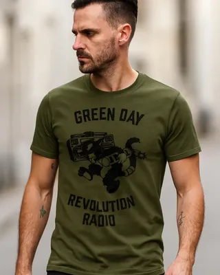 Green Day Revolution Radio T-shirt i olive