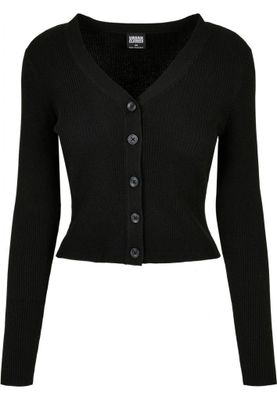 Ladies Short Rib Knit Cardigan