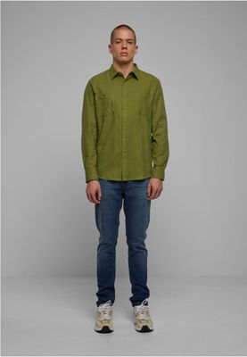Solid -colored flannel shirt men