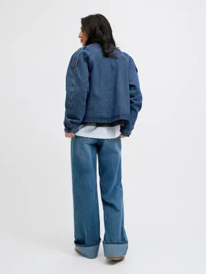 Denim trenchcoat med sänkta axlar dam