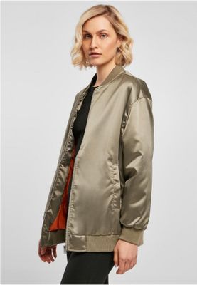 Ladies Oversized Satin Bomber Jacket