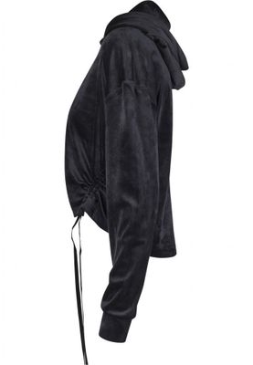 Ladies Short Velvet Gathered Hoody