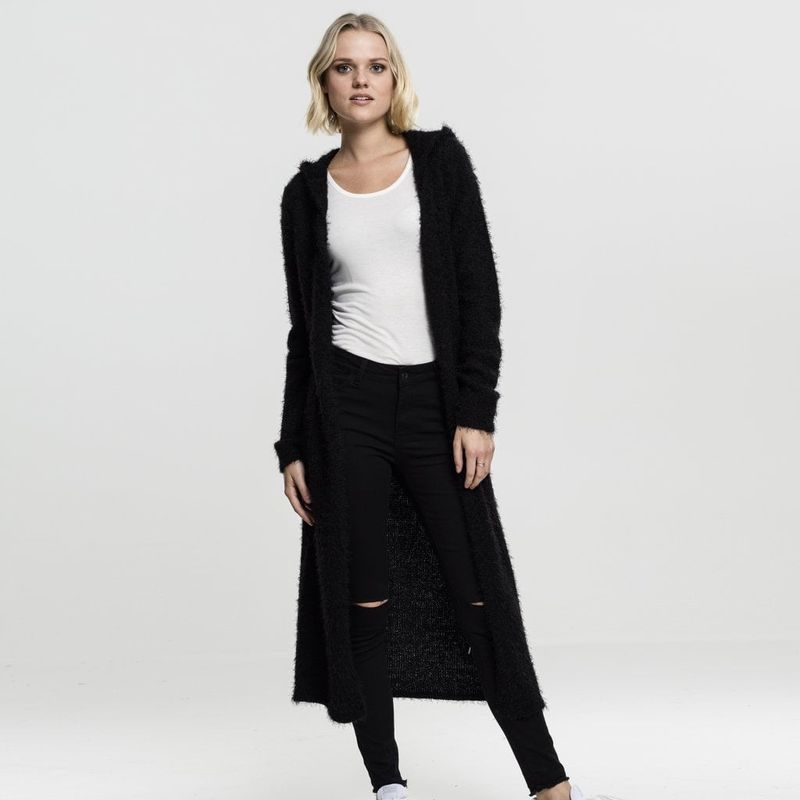 Feather cardigan with hood