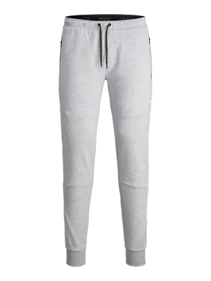 Gråmelerade slim fit joggingbyxor J&J