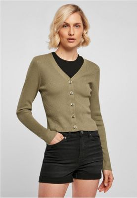 Ladies Short Rib Knit Cardigan